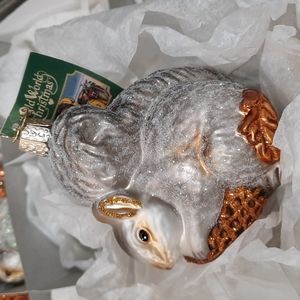 Hungry Squirrel Old World Christmas Glass Glistening Ornament Retired NWT